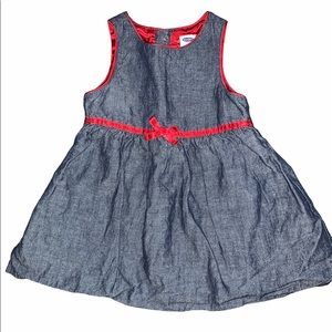 Old Navy 12-18 mos denim w/ red velvet trim dress